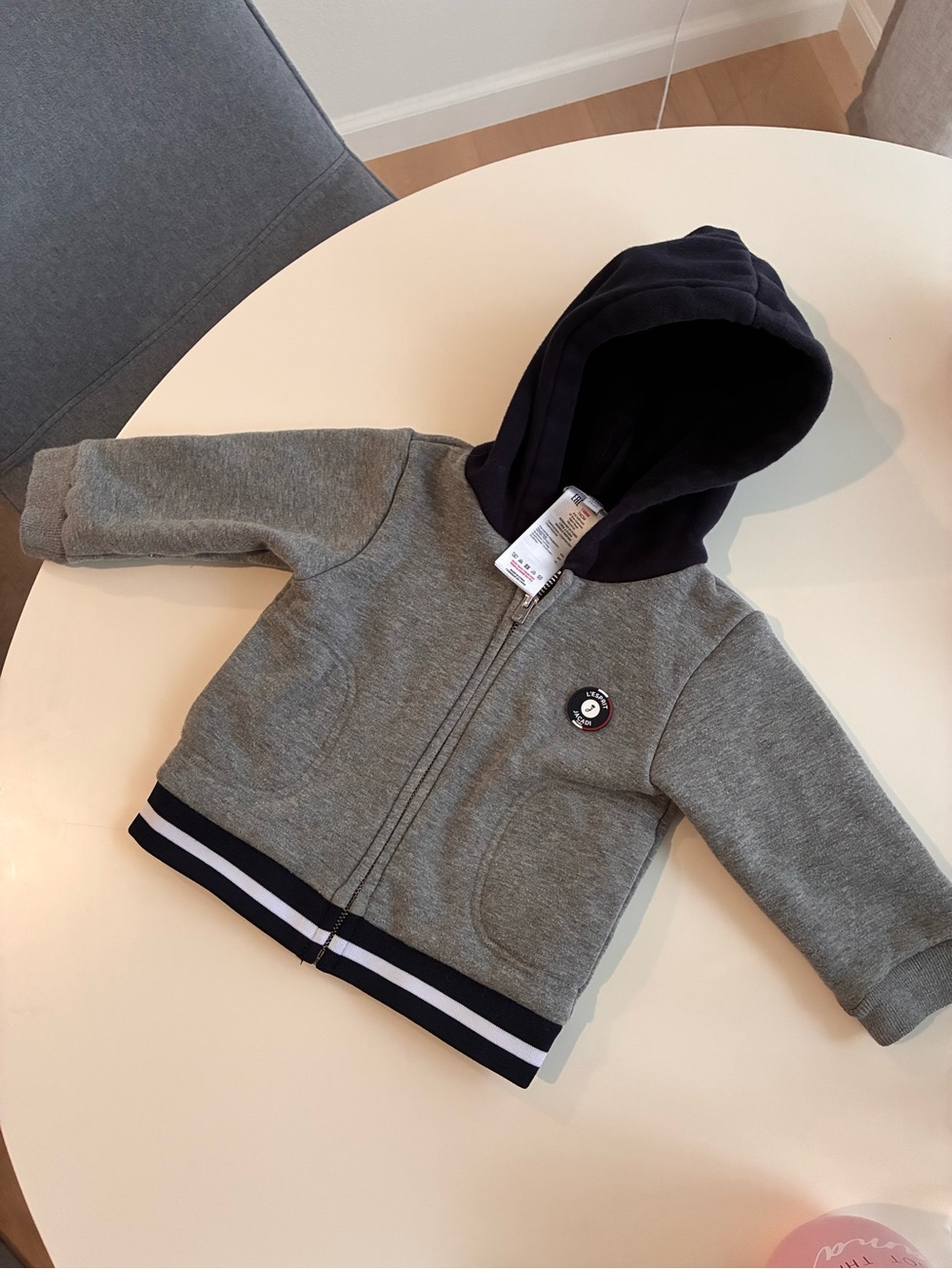 Jacadi Baby Boy Zip-Up Sweatshirt – Heather Grey - 12M - LIKE NEW